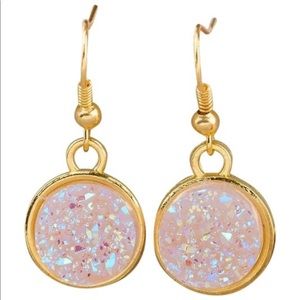 🌸NEW🌸Druzy Handmade Chic Drop Earrings Lite Pink